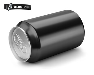 Canette de soda noire vectorielle sur fond blanc