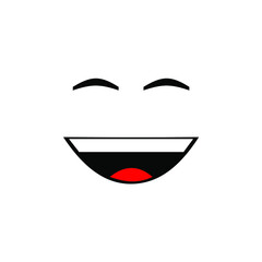 a laughing icon shows his teeth and tongue