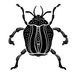 Isolated black and white design vector illustration of a lined bug