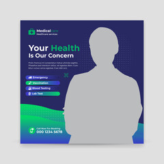 Medical healthcare editable social media post and web banner template 