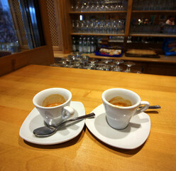Two espressos are the perfect way to start the morning.