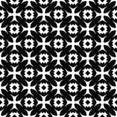 Flower geometric pattern. Seamless vector background. White and black ornament. Ornament for fabric, wallpaper, packaging. Decorative print 