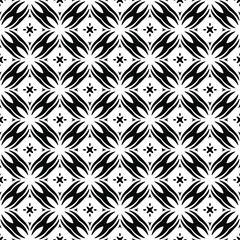 Flower geometric pattern. Seamless vector background. White and black ornament. Ornament for fabric, wallpaper, packaging. Decorative print 
