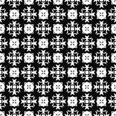 Flower geometric pattern. Seamless vector background. White and black ornament. Ornament for fabric, wallpaper, packaging. Decorative print 