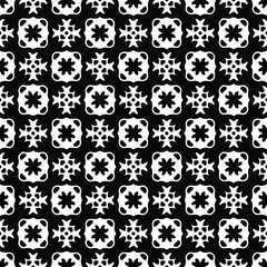 Flower geometric pattern. Seamless vector background. White and black ornament. Ornament for fabric, wallpaper, packaging. Decorative print 