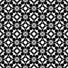Flower geometric pattern. Seamless vector background. White and black ornament. Ornament for fabric, wallpaper, packaging. Decorative print 