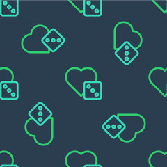 Line Game dice icon isolated seamless pattern on blue background. Casino gambling. Vector