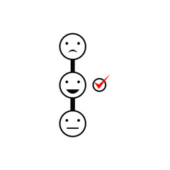three emoticons and a check mark next to them
