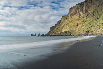 Famous beach by the Vík in Iceland