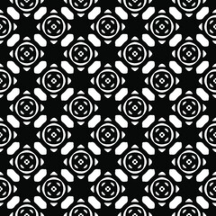 Flower geometric pattern. Seamless vector background. White and black ornament. Ornament for fabric, wallpaper, packaging. Decorative print 