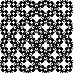 Flower geometric pattern. Seamless vector background. White and black ornament. Ornament for fabric, wallpaper, packaging. Decorative print 
