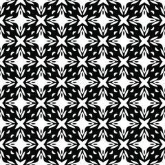 Flower geometric pattern. Seamless vector background. White and black ornament. Ornament for fabric, wallpaper, packaging. Decorative print 
