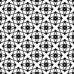 Flower geometric pattern. Seamless vector background. White and black ornament. Ornament for fabric, wallpaper, packaging. Decorative print 