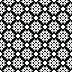 Flower geometric pattern. Seamless vector background. White and black ornament. Ornament for fabric, wallpaper, packaging. 

Decorative print
