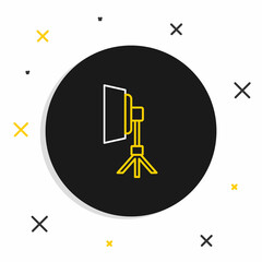 Line Studio light bulb in softbox icon isolated on white background. Shadow reflection design. Colorful outline concept. Vector