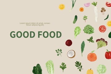 banner design with watercolor vegetables