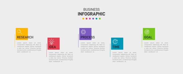 Obraz premium Infographic design with icons and 5 options or steps. Thin line vector. Infographics business concept. Can be used for info graphics, flow charts, presentations, web sites, banners, printed materials.