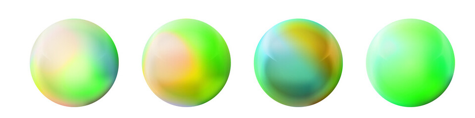 Set with glass colorful balls. Glossy realistic ball, 3D abstract vector illustration highlighted on a white background. Big metal bubble with shadow