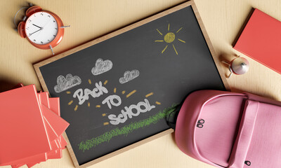 Back to school sign drawn on a chalk board