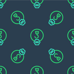 Line Industrial hook icon isolated seamless pattern on blue background. Crane hook icon. Vector