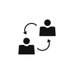 two people icons and two curved arrows