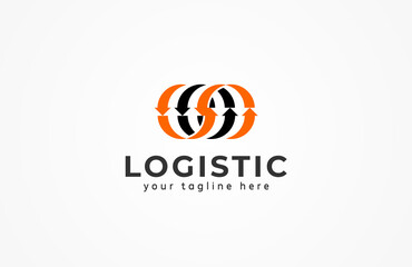 Logistic Logo. letter O from arrow combination, arrow design logo template, vector illustration