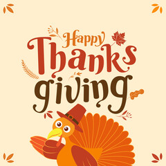 Happy Thanksgiving, Autumn, Typography, Calligraphy design, vector illustration.