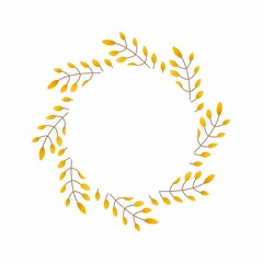 Autumn wreath of branches, leaves. Of yellow color. Template for advertising, invitations, design.