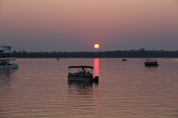 Sunset, Red sky, water, Africa, Livingstone, Zambia, Zimbaway, Victoria Falls