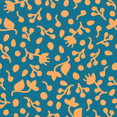 Vector Blue Orange Nice Flowers seamless pattern background perfect for fabric, scrapbooking, wallpaper, web and graphic projects. 
