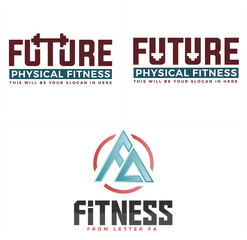 Fitness training athletics with icon barbell lettering combinationlogo design