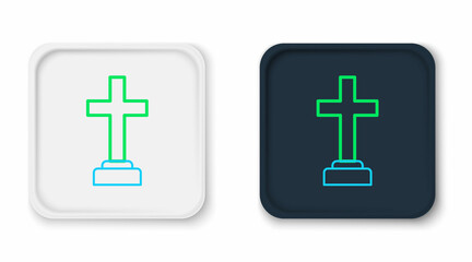 Obraz premium Line Man graves funeral sorrow icon isolated on white background. The emotion of grief, sadness, sorrow, death. Colorful outline concept. Vector