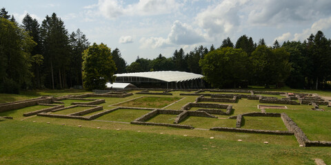 view on the excavation archaeological site of the mont beuvray in morvan
