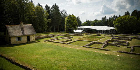 view on the excavation archaeological site of the mont beuvray in morvan