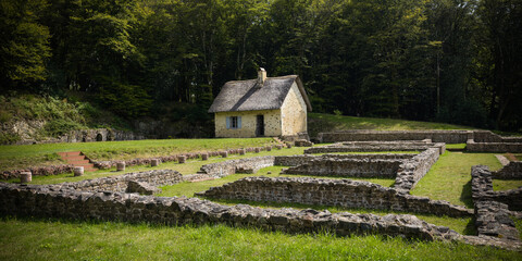 view on the excavation archaeological site of the mont beuvray in morvan