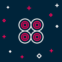 Line Skateboard wheel icon isolated on blue background. Skate wheel. Colorful outline concept. Vector