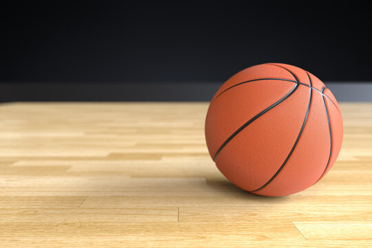 Basketball on the wooden floor