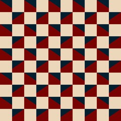 Abstract geometric seamless pattern of squares. usa style. Repeating square tiles. For fashion textile, cloth, backgrounds. Vector color background.