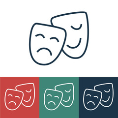 Vector linear icon with theatrical masks
