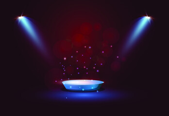 spotlight shines on the stage, Spot lighting of the stage. Vector eps10