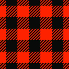 Lumberjack plaid seamless pattern. Black and orange print for textile