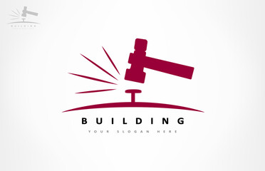 Construction logo. Hammer and nail vector.