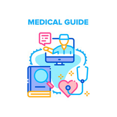 Medical Guide Vector Icon Concept. Medical Guide Book For Doctor Learning Treatment At Hospital For Examining And Diagnosis Patient. Medicine Education And Study Color Illustration