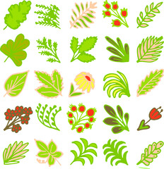 set of simple cast flowers doodles. abstract floral illustration. hand drawn vector graphics. 