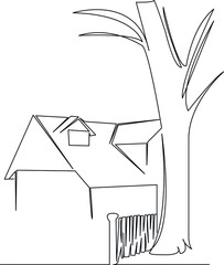 house with fence and tree
