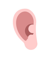 Human ear isolated. Part of body vector illustration