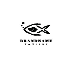 animal fish cartoon logo template icon design black isolated vector