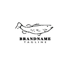 animal fish cartoon logo icon design black isolated vector illustration