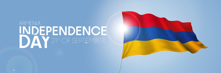 Armenia happy independence day greeting card, banner with template text vector illustration