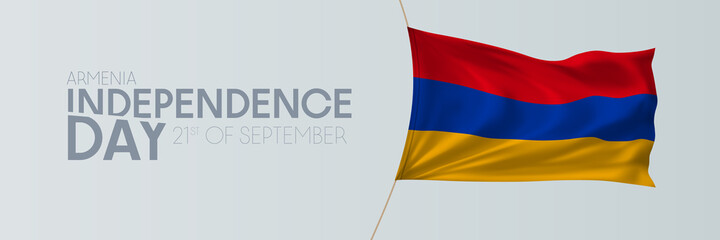 Armenia independence day vector banner, greeting card.